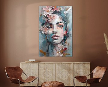 Beautiful pastel woman with flowers by But First Framing