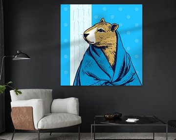 Capibara Illustratie badjas coole look popart kleur van Iets Anders