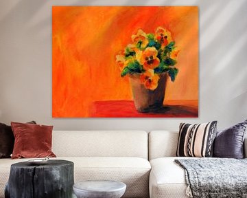 Orange Stiefmütterchen Acrylgemälde von Karen Kaspar