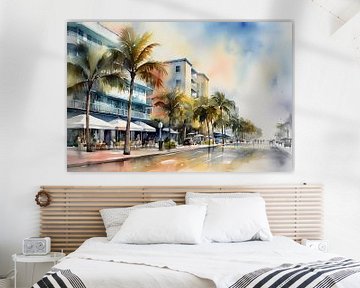 Aquarell Häuser in Miami von Uncoloredx12