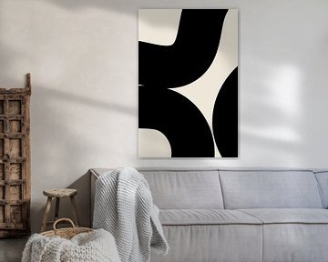 Zwarte golvende vormen. Modern Abstract VIII van Dina Dankers