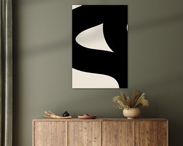 Zwarte golvende vormen. Modern Abstract IX van Dina Dankers