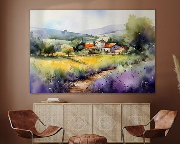 Aquarellen Landschap Provance van NJ Midnight Studio