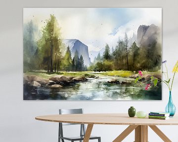 Watercolours Landscape Yosemite National Park by Uncoloredx12