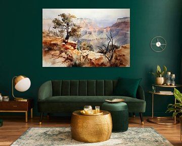 Watercolours Landscape Grand Canyon by NJ Midnight Studio