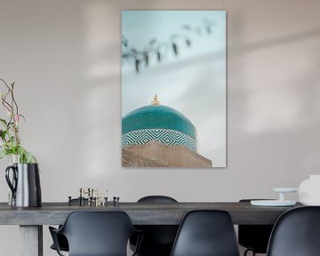 Turquoise mozaïek koepel | reisfotografie print | Khiva, Oezbekistan van Kimberley Jekel