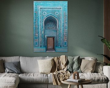Ingang mausoleum | reisfotografie print | Samarkand, Oezbekistan van Kimberley Jekel