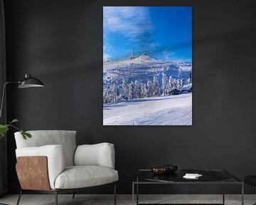 Landschaft mit Schnee im Winter in Ruka, Finnland von Rico Ködder