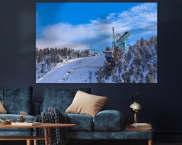 Landscape with snow and ski jump in winter in Ruka, Fi by Rico Ködder