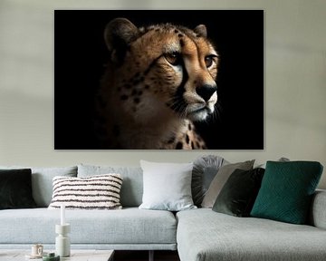 Jachtluipaard Portret Met Donkere Achtergrond van Digitale Schilderijen