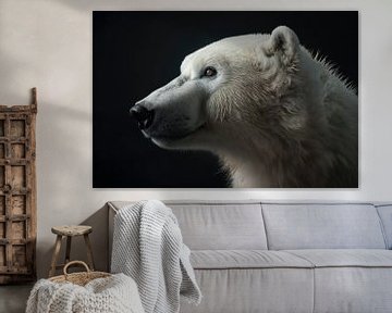 Portrait d'un ours polaire sur fond sombre sur Digitale Schilderijen