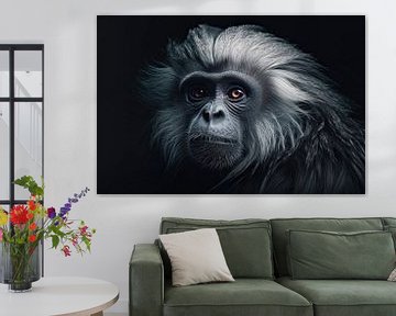 Portrait de singe sur fond sombre sur Digitale Schilderijen