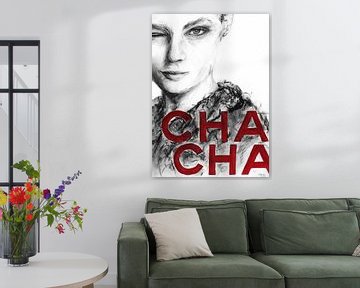 Portrait de Mlle Cha Cha . Dessin au fusain. sur Ineke de Rijk