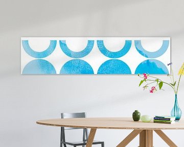 Panorama Retro Geometrie Licht Blauwe Zee van Mad Dog Art