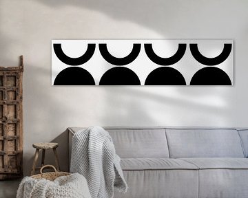 Scandinavian Geometry Panorama Balance BW I by Mad Dog Art