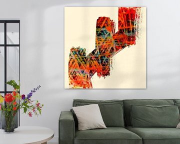 Zen Abstracte penseelstreken in warme kleuren van Mad Dog Art