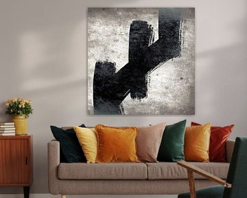 Zen Abstract Brush Strokes BW Grunge by Mad Dog Art