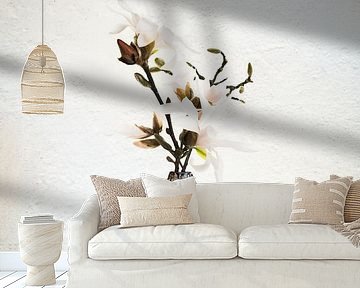 Ball vase with Magnolia branches by Klaartje Majoor