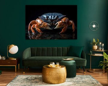Portrait de crabe Fond noir sur Digitale Schilderijen