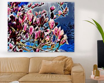 Fleurs de magnolia au look fluo