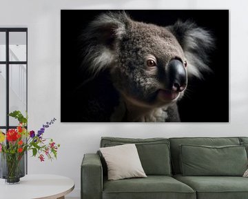 Koala Portret Zwarte Achtergrond van Digitale Schilderijen