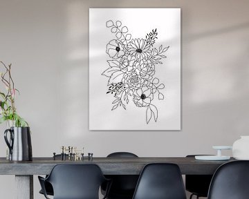 Line drawing black and white flowers by KPstudio