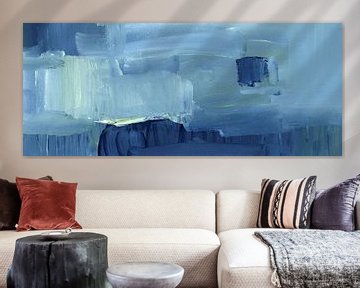 Blue Window Abstract Acrylic Painting by Karen Kaspar