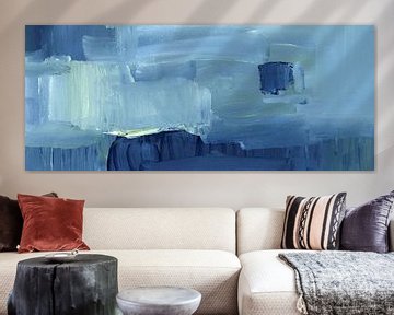 Blauw Venster Abstract Acrylschilderij van Karen Kaspar