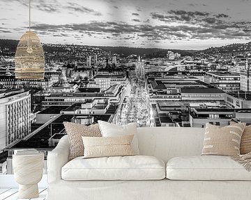 Stuttgart skyline with Königstraße - monochrome by Werner Dieterich