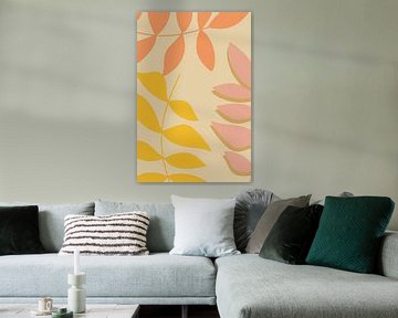 Modern Botanical Art. Abstract Leaves in Warm Pastels no.4 by Dina Dankers