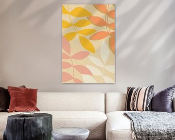 Modern Botanical Art. Abstract Leaves in Warm Pastels no.10 by Dina Dankers