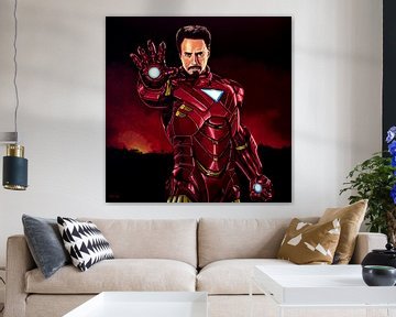 Robert Downey Jr. als  Iron Man schilderij van Paul Meijering
