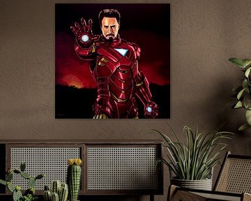 Robert Downey Jr. as Iron Man painting