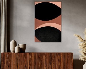 Moderne abstracte boho vormen in roze, terra, zwart nr. 1 van Dina Dankers