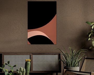 Moderne abstracte boho vormen in roze, terra, zwart nr. 6 van Dina Dankers