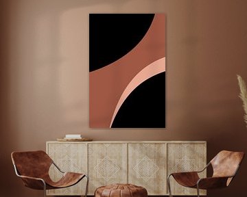 Moderne abstracte boho vormen in roze, terra, zwart nr. 7 van Dina Dankers