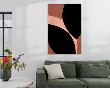 Modern abstract boho shapes in pink, terra, black no. 8 by Dina Dankers