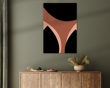 Modern abstract boho shapes in pink, terra, black no. 9 by Dina Dankers