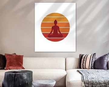 Yoga silhouet vrouw voor zonnige achtergrond I van ArtDesign by KBK