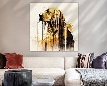Aquarell Golden Retriever Hund von Chromatic Fusion Studio
