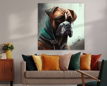 Aquarelle chien boxer sur Chromatic Fusion Studio