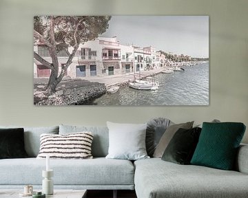 Maisons traditionnelles de la vieille ville de Portocolom à Majorque, Espagne Îles Baléares sur Alex Winter