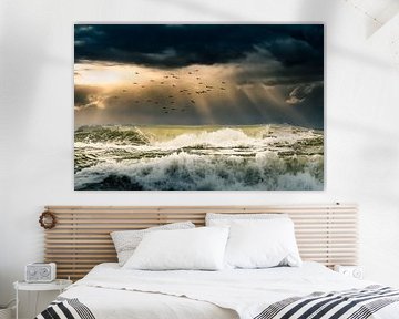Storm op zee van Gerard Wielenga