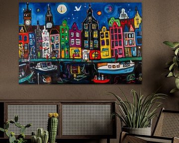 Amsterdam und die Grachten als abstraktes Gemälde von Roger VDB