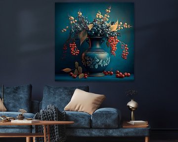 Blauw stilleven van Natasja Haandrikman