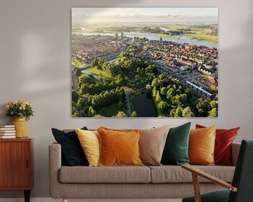 Luchtfoto van de zonsondergang in de lente in Kampen van Sjoerd van der Wal Fotografie