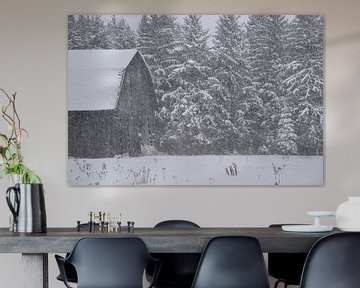 A barn in winter by Claude Laprise