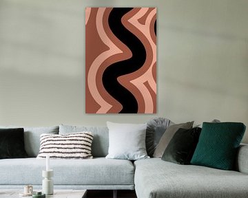 Retro Waves: Minimalist Abstract Art in Terra, Pink, and Black no. 3 by Dina Dankers