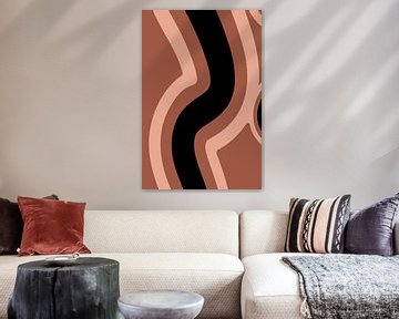 Retro Waves: Minimalist Abstract Art in Terra, Pink, and Black no. 5 by Dina Dankers