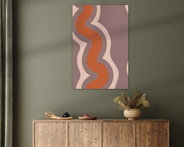 Retro Flowy Lines. Minimalist Abstract Art in Pink, Terra and Purple no. 4 by Dina Dankers